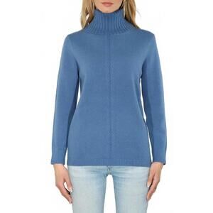 NEW METRIC KNITS turtleneck tunic top in colony blue